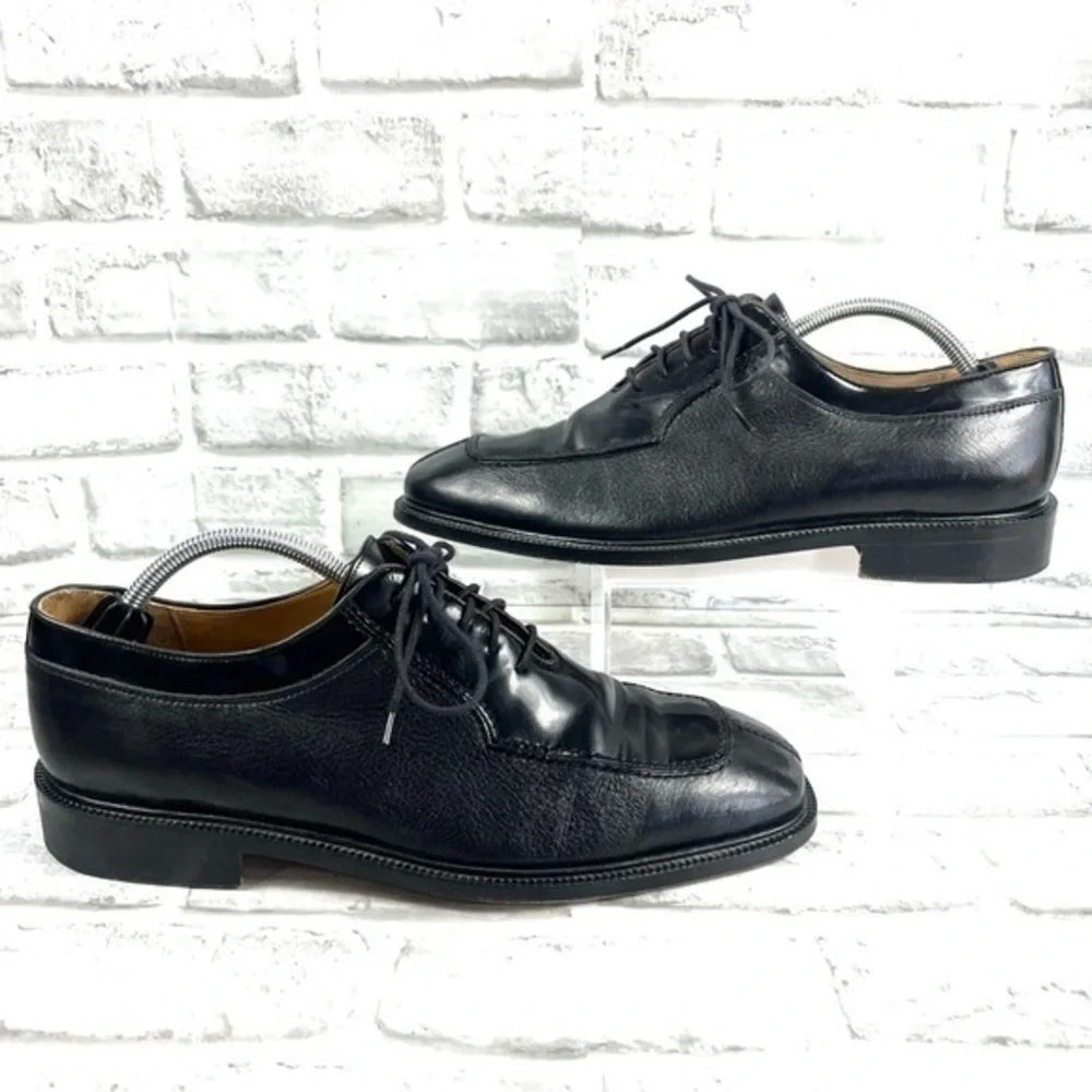 San Remo Made in Italy Black Leather Men's 10.5 Oxford Dress Shoes